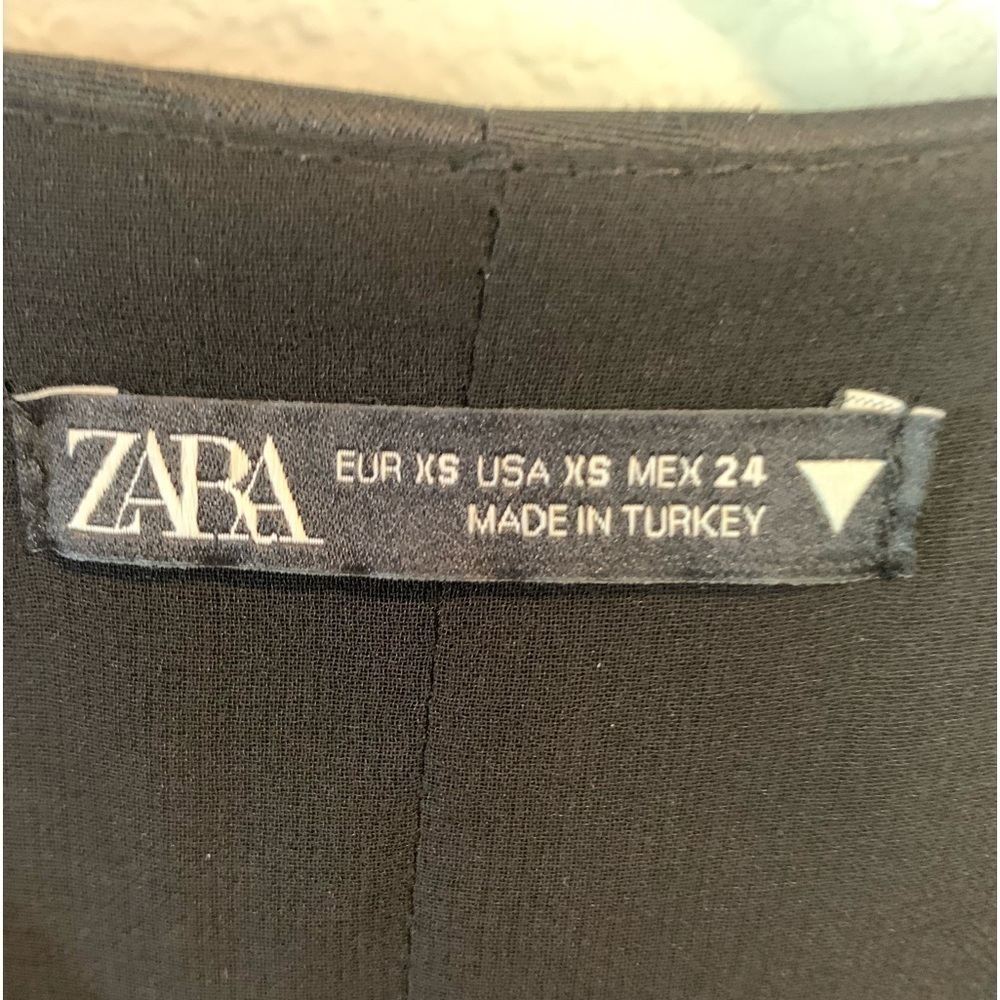Zara Black Polka Dot Satin Blazer Dress - Picture 8 of 9